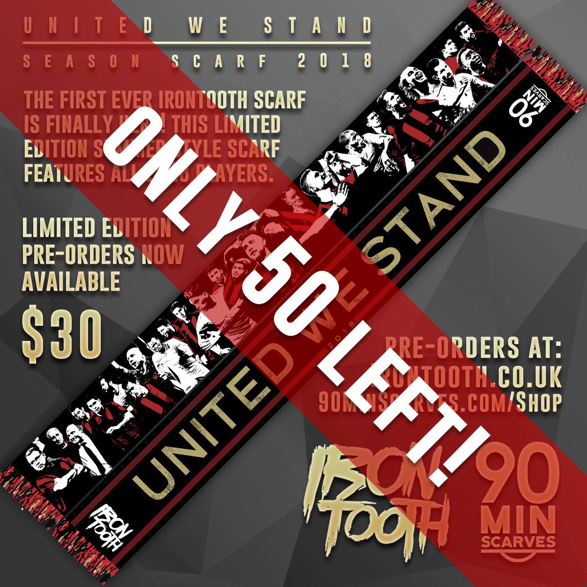 Thanks all for your support of this awesome #scarf collaboration w/ @irontoothdesign!  The response has been overwhelming.  We're confident the #scarves will be shipped in time for Christmas!  Still time to get yours, but hurry as quantities are limited #ATLUTD #UniteAndConquer