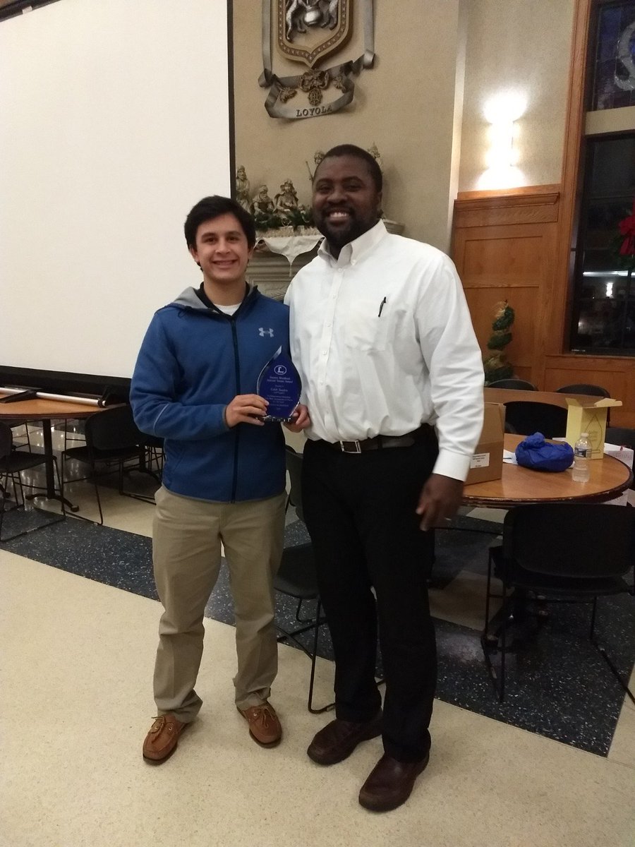 TouchdownDons's tweet photo. Dons gathered one last time to celebrate the 2018 6-4 season. Kevin Somerville was awarded the Newell JV team award and Caleb Sanders earned the Dennis Woolford special teams award.  Best of luck to our seniors! #RDR!!! @LoyolaDons @DonsNation @LoyolaBoosters @AnthonyZehyoue https://t.co/Mln1TV67Ax