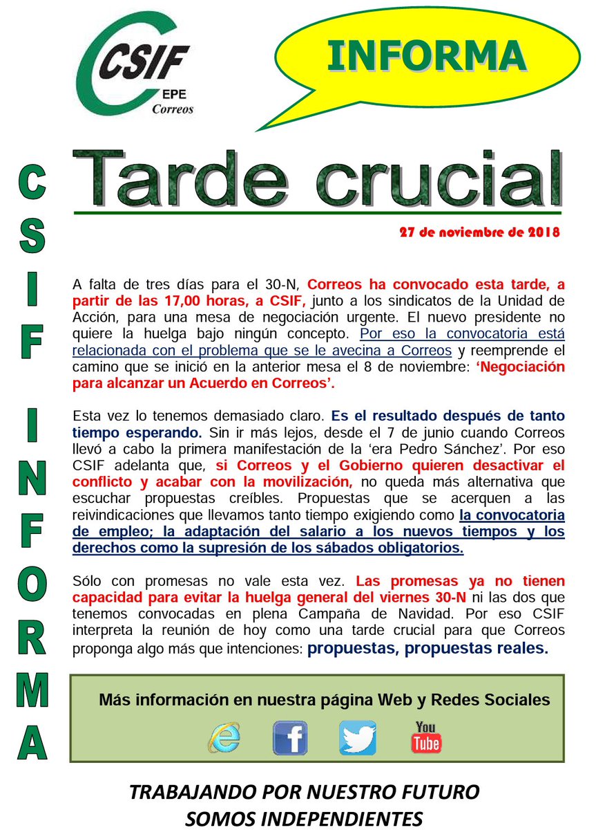 csif_epe's tweet image. CORREOS: esta tarde