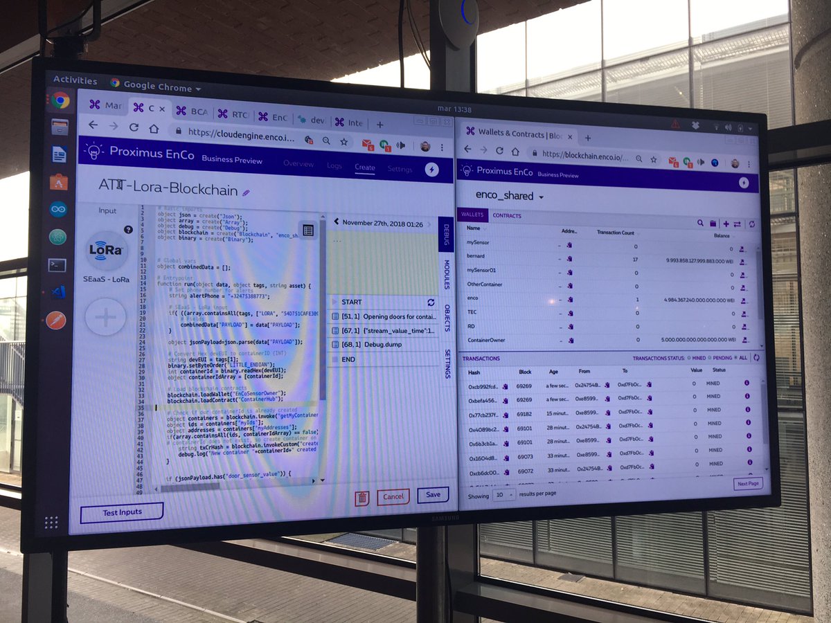 GManderioli's tweet photo. Faites-le vous-même ! Demo Iot-to-Blockchain avec les nouveaux #api #blockchain et #cloudengine de @ProximusEnCo. Visible aujourd’hui lors du @DevDayBE https://t.co/ddORg1xRhw