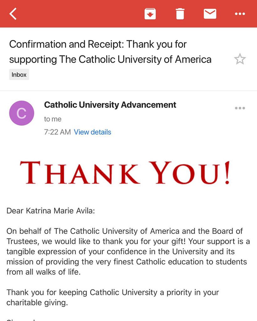 Wondering where to give on this #GivingTuesday? Think <a href="/CatholicUniv/">The Catholic University of America</a>! I just made my gift -- show your #GivingTuesdayCUA ❤️: engage.catholic.edu/givingtuesday @cuaalumni #GivingTueCatholicU