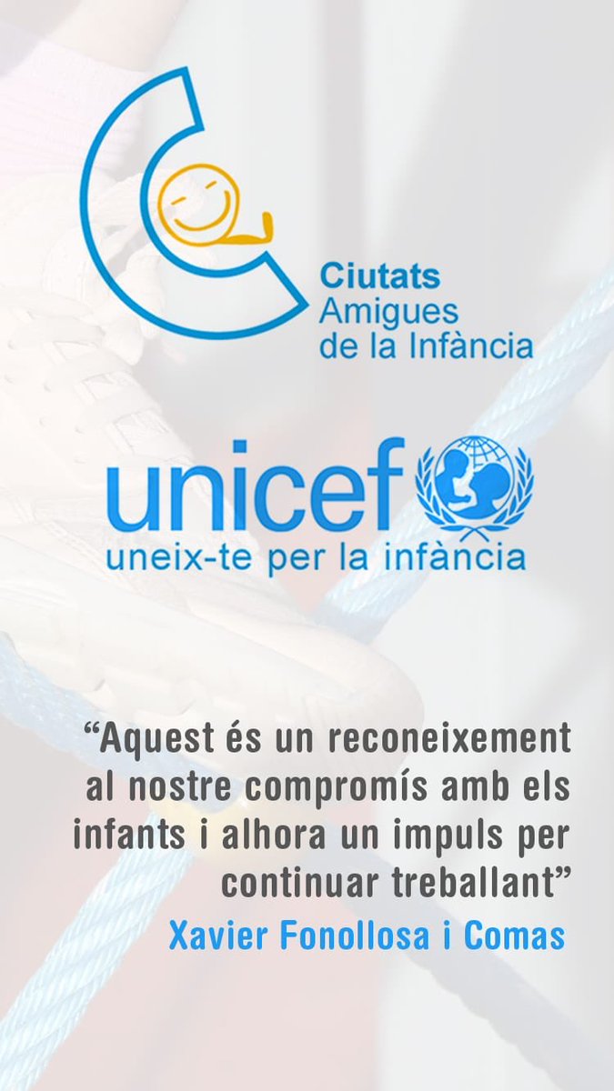 Moltes gràcies a Unicef per la seva tasca en favor de la infancia i per aquest guardó #CiudadesAmigas2018 Un reconeixement que és possible gràcies a les persones que cada dia de l’any s’esforcen perquè els nens i nenes de #Martorell se sentin escoltats i #dretsinfants garantits