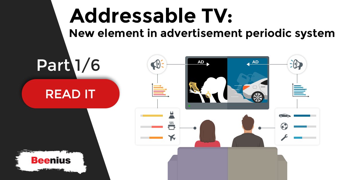 <a href="/BeeniusTV/">Beenius</a> and @castoola are presenting you deep insights about the Addressable TV advertising in 6 parts - with the white paper after the last chapter. #AddressableTV #Advertising #HbbTV
Read the 1st part here -> bit.ly/2P5lIQG