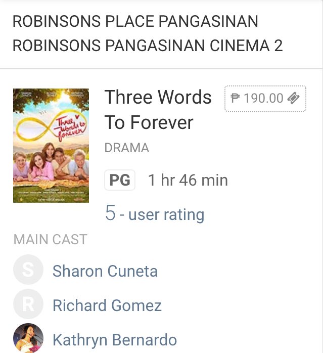 vespergazer's tweet photo. Pangasinense's who are planning to watch TWTF on Robinsons Calasiao tomorrow, here's the schedule ❤️

#3WordsToForeverPremiereNight https://t.co/ZXd5GbaNlG