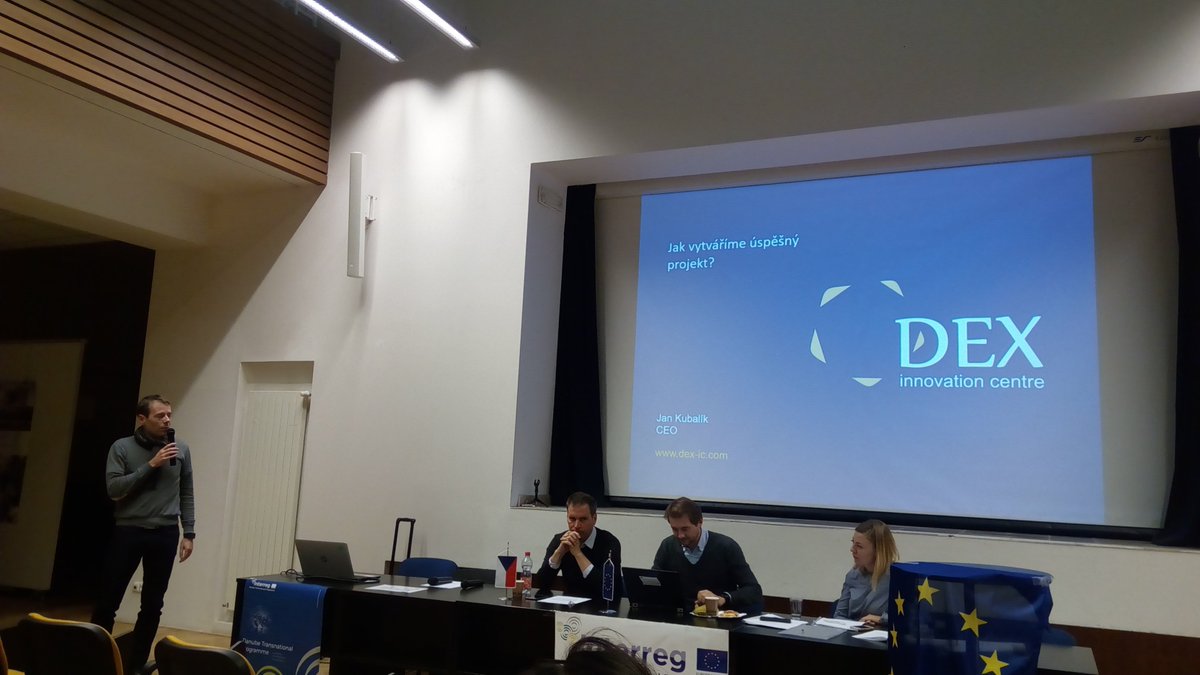 DEX_IC's tweet photo. @KubalikJ - CEO of @DEX_IC presenting #InnoSchool initiative - DEX IC as LP, at National InfoDay @Interreg_Danube in #Prague #CzechRepublic organized by @mistnirozvoj. @INTERREGTweets @EUSDR https://t.co/YD9OQTdysq