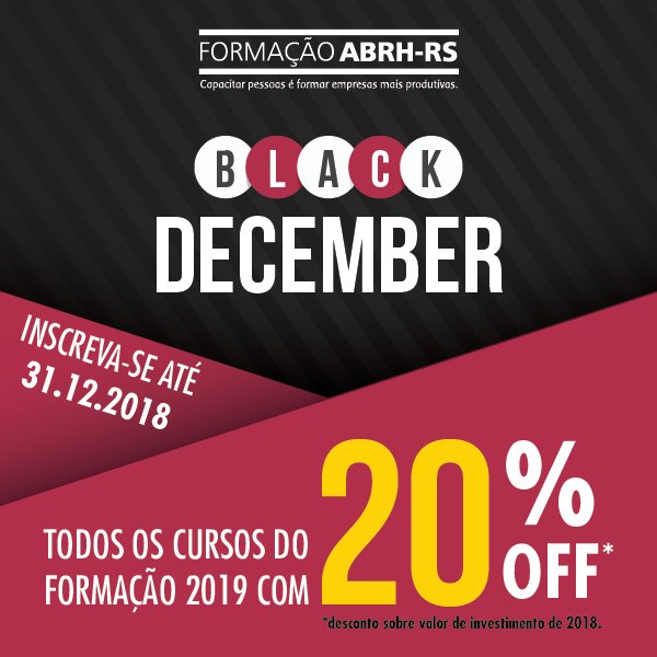 Contagiados pela Black Friday, decidimos estender nossas promoções de final de ano até o dia 31/12! SIM, ISSO MESMO!

Todos os cursos de 2019 estão com 20% de desconto!!!!!
Mas você precisa se inscrever até dia 31/12/2018!

CORRE! 🏃‍♀️🏃bit.ly/black-december