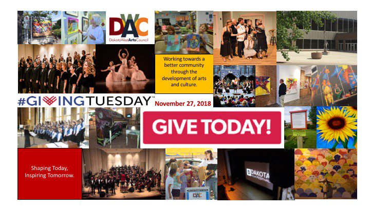 Want to join me in supporting a good cause? This #GivingTuesday I'm raising money for Dakota West Arts Council Inc and your contribution will make an impact, whether you donate $5 or $500. artscapital.org/donations
