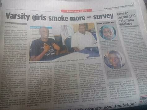 uhca_ug's tweet photo. One of the issues from the recent #MourningMorning by @uhca_ug in Mbale was the increase in tobacco use by girls especially in University. #Tobaccodeaths @CTC_AFRICA @TobaccoCtrlUg more engagement with youths needed...@BagumaRT @MinofHealthUG @JaneRuth_Aceng @MinofHealthUG https://t.co/yLt4DR0PLI