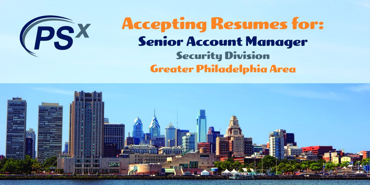 psxgroup's tweet photo. We are accepting #resumes for a Senior Account Manager, Security Division in the Greater Philadelphia Area. Apply today! https://t.co/hm3noTdxVR https://t.co/KcmvTdGNY7