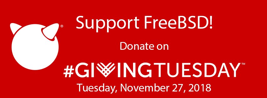 Support your favorite OS by helping us meet our #GivingTuesdayFreeBSD 
goal of raising $5,000 today. Your support, no matter the size, will have a lasting impact on #FreeBSD.  Please donate today and help spread the word. We can't do it without you!  freebsdfoundation.org/donors/giving-…