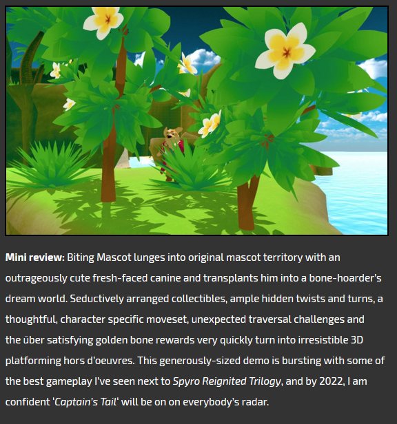 captainstail's tweet photo. .@kkatlas wrote a mini-review about Captain's Tail on her 3D platformer watchlist! Thank you!
https://t.co/ZdvVBVdXUp

#3Dplatformer #indiegame #unity3d #corgipirate https://t.co/Ir7hBGx6O3