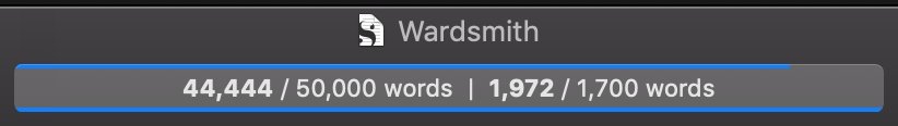 mshund's tweet photo. Edging closer to finishing #NaNoWriMo18 but given a little pause by the word count at the end of today's morning writing sprint. Fighting the dad-joke urge to make the obvious Star Wars joke. https://t.co/K5eoJM3cXT