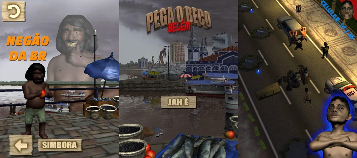 "PEGA O BECO, BELÉM". Um jogo onde os desafios são percorrer Belém apanhando mangas e desviando de obstáculos como buracos nas vias, assaltos com refém, ônibus no 'prego', BRT, lixo e até locais de crimes contra a vida. play.google.com/store/apps/det…