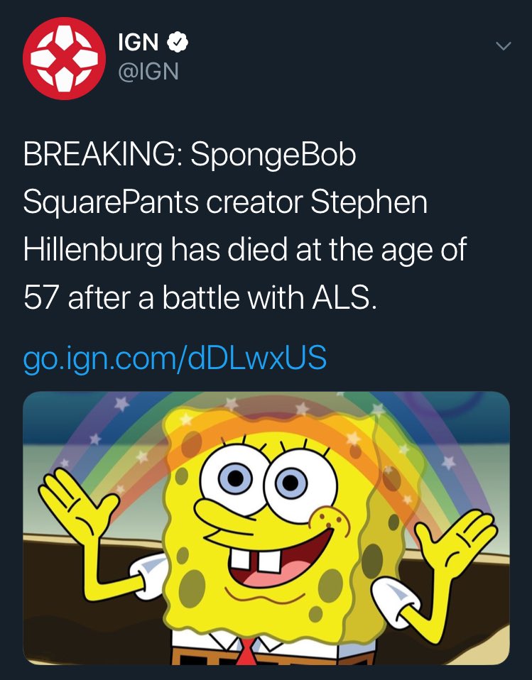 mytweetsfire's tweet photo. @IGN Never forget that an account that posts memes (nabbed from Reddit) all day used the ‘nobody cares’ image to announce Stephen Hillenburg’s death https://t.co/7oP2fBWUXB