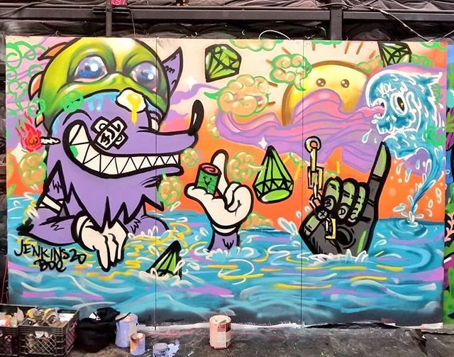 jenkins2d's tweet photo. Yolk Folk didn't take the win last night but we did take some hearts! Beat Sessions was mega fun. We'll be back for revenge!
#beatsessions #bluedozencollective #spokesmancoffee #jenkins2d #crayonblood #kimieflores #spraypaint #graffiti #streetart #urbanart #mural #battle https://t.co/TZrDOghWWy
