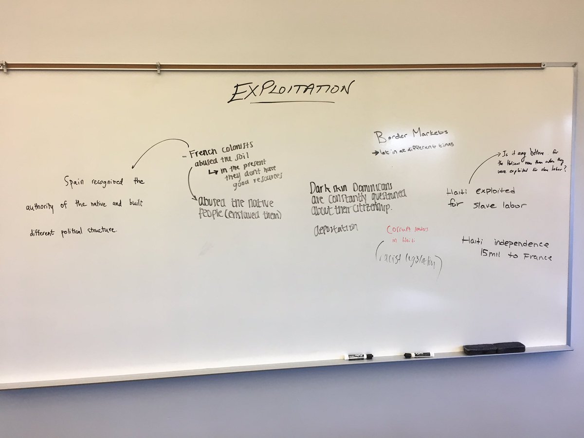 gedwards30's tweet photo. After watching @voxdotcom’s video on the border between the Dominican Republic and Haiti and the tension (both historical and contemporary) that it reflects, #Eng12 students examined the disparity between the two nations and the influence of exploitation, racism, & outside forces https://t.co/8r4H3ZpcQu