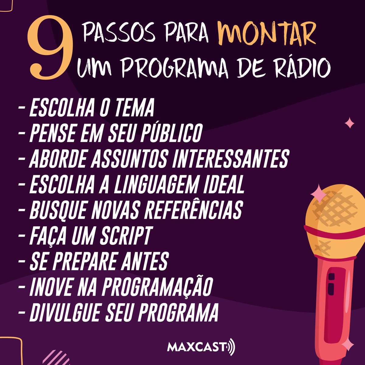 Quer saber dicas que profissionais de rádio usam para criar um programa de sucesso? Confira tudo neste post! #webradio #programacao
⠀
Saiba mais: maxcast.com.br/blog/como-espe…