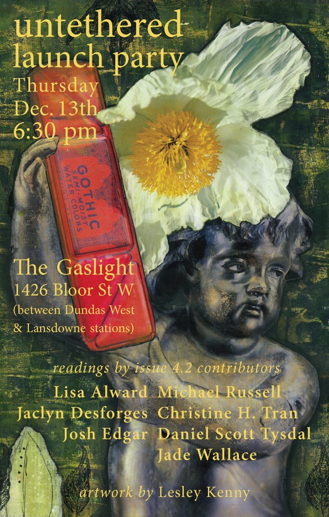 LAUNCH PARTY • Dec 13 • 6:30 pm • @Thegaslightto • readings by Lisa Alward, Jaclyn Desforges, Josh Edgar, Michael Russell, Christine H. Tran, Daniel Scott Tysdal, and Jade Wallace #litmag #litmaglove #canlit #launch #launchparty #poetry #fiction #visualart #art #collage