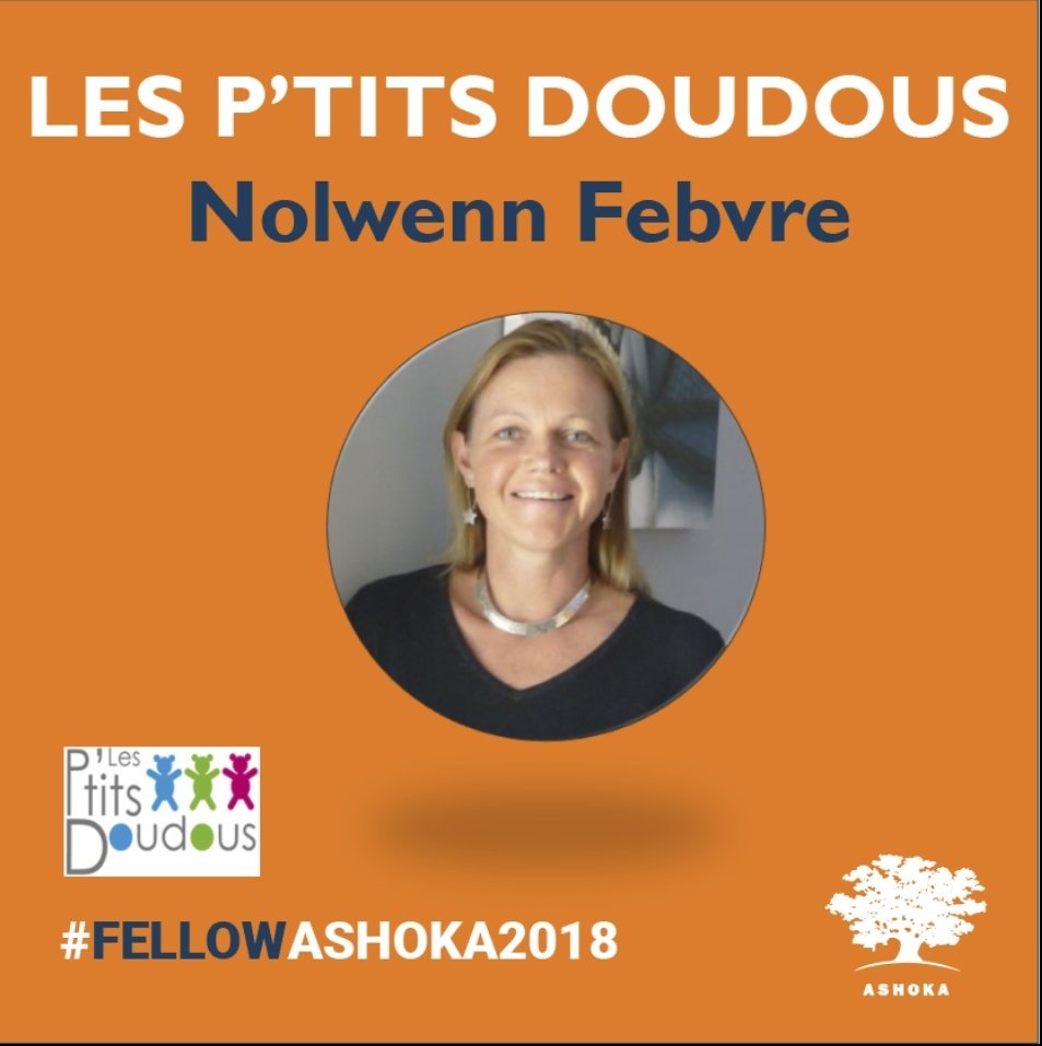 PDoudous's tweet photo. Nous sommes heureux de vous annoncer que notre fondatrice @nolwennfebvre été désigné(e)#FellowAshoka2018 pour être accompagnée sur le projet #Ptitsdoudous  par @AshokaFrance, le plus grand réseau d’acteurs en faveur de l'innovation sociale dans le monde! https://t.co/12rue0uu8d