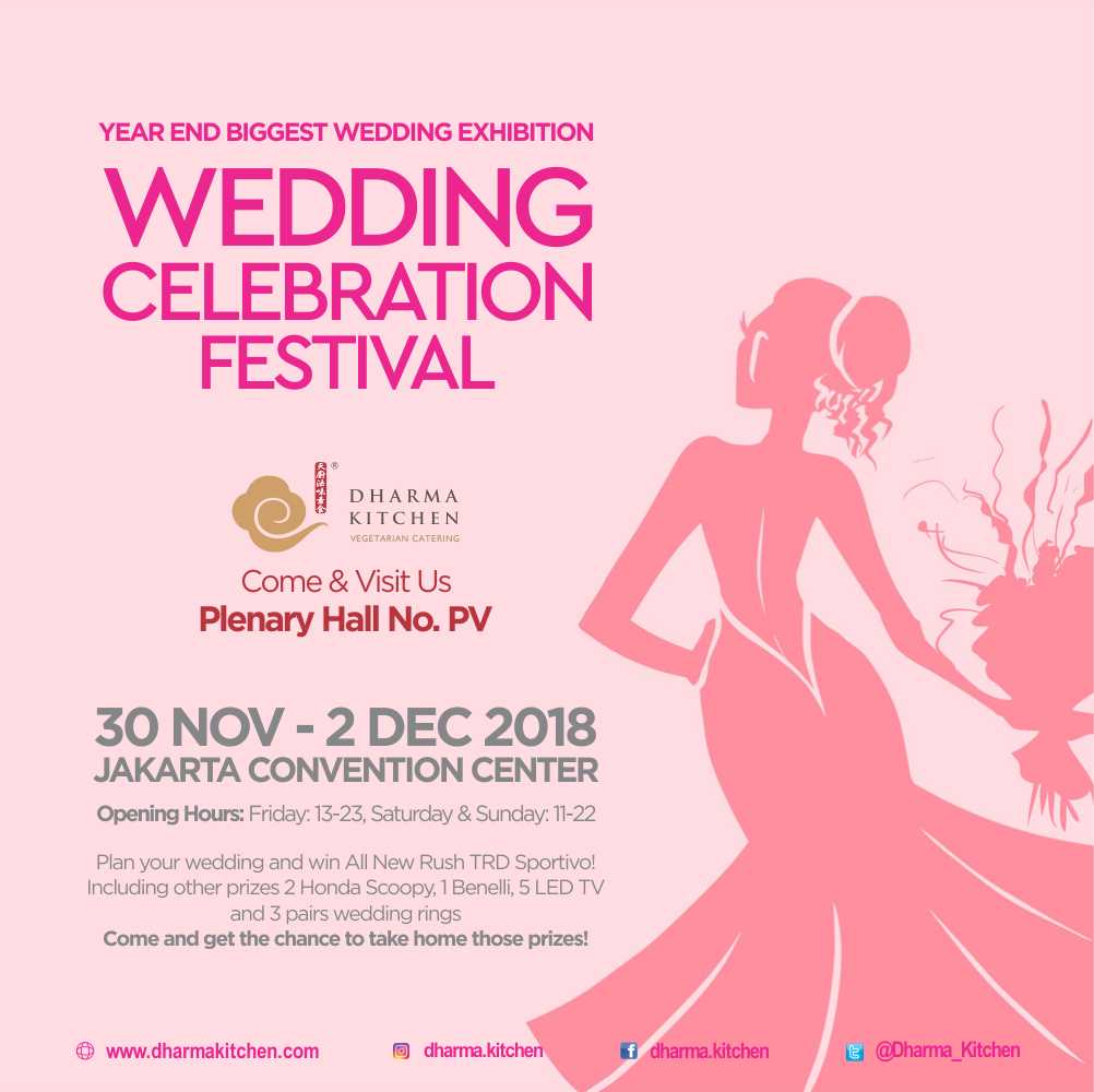 Dharma_Kitchen's tweet photo. Hello Bride & Groom to be, Mark your calendar on 30 Nov - 2 Dec 2018 for Year End Biggest Wedding Exhibition at JCC. Create your dream wedding together with #dharmakitchen Make sure you visit our booth Plenary No. PV, only at #weddingcelebrationfestival2018. See you there ♥ https://t.co/s8lZ2t8io0