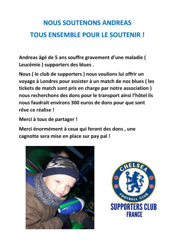 NOUS SOUTENONS ANDREAS ! 
TOUS ENSEMBLE POUR LE SOUTENIR ! 
<a href="/ChelseaFC/">Chelsea FC</a> <a href="/PierreMenes/">Pierre Ménès</a> <a href="/CesarAzpi/">César Azpilicueta</a> 💪

Merci de retweeter un maximum ! 👏