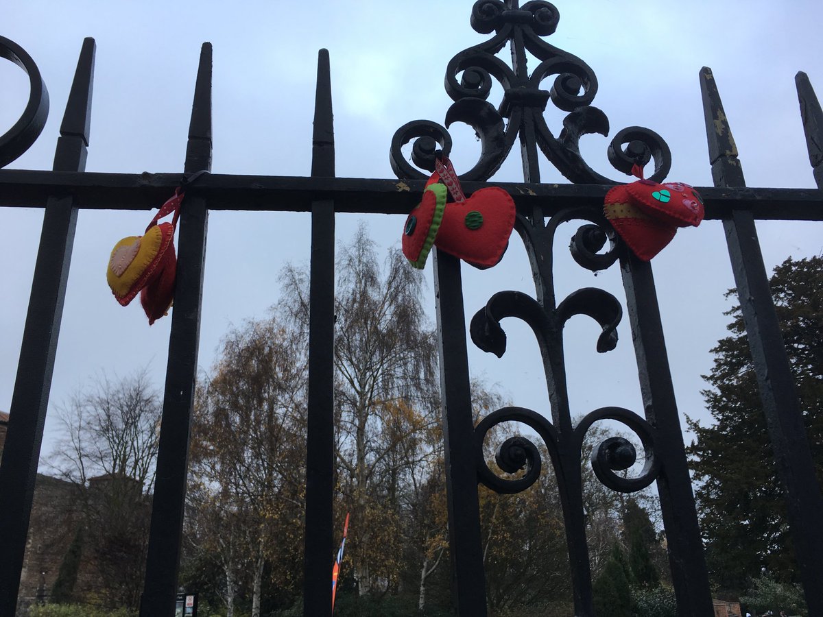 #Colchester I don’t know who is responsible for decorating the gates to #CastlePark but you have gladdened my heart with your little festive hearts ♥️💚❤️💚❤️💚❤️💚❤️