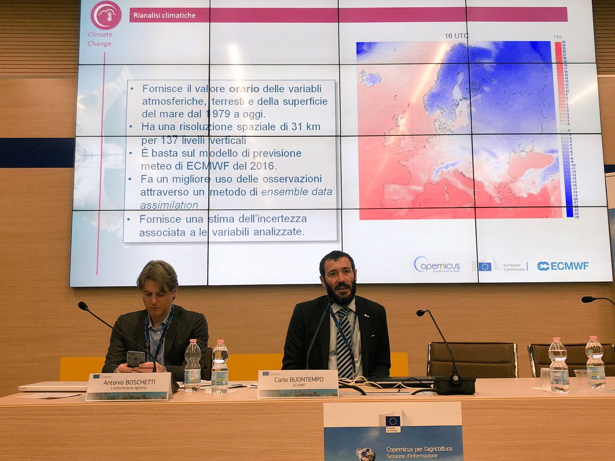 CopernicusEU's tweet photo. #CopernicusInfoSession🇮🇹: the impact of #ClimateChange on #Agriculture is obvious
Carlo Buontempo from @CopernicusECMWF presents the Copernicus Climate Data Store and the Agriculture-related Sectorial Information Services &amp; stresses how they can help in adaption and mitigation https://t.co/frocvS31gm