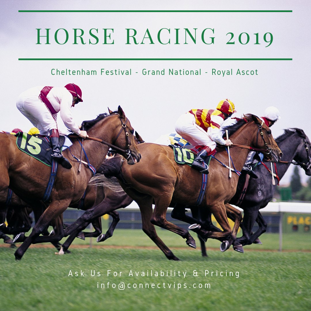 ConnectVIPs's tweet photo. Hospitality available for #horseracing in 2019 at Cheltenham Festival, Grand National and Royal Ascot - ask us for details info@connectvips.com https://t.co/lISkseErya