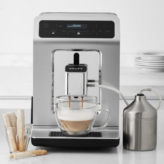 From Cappuccinos to aromatic espresso, our Digital Fully Automatic Espresso Machine offers 15 coffee drinks at the touch of a button.  Get yours at <a href="/WilliamsSonoma/">Williams Sonoma</a>.