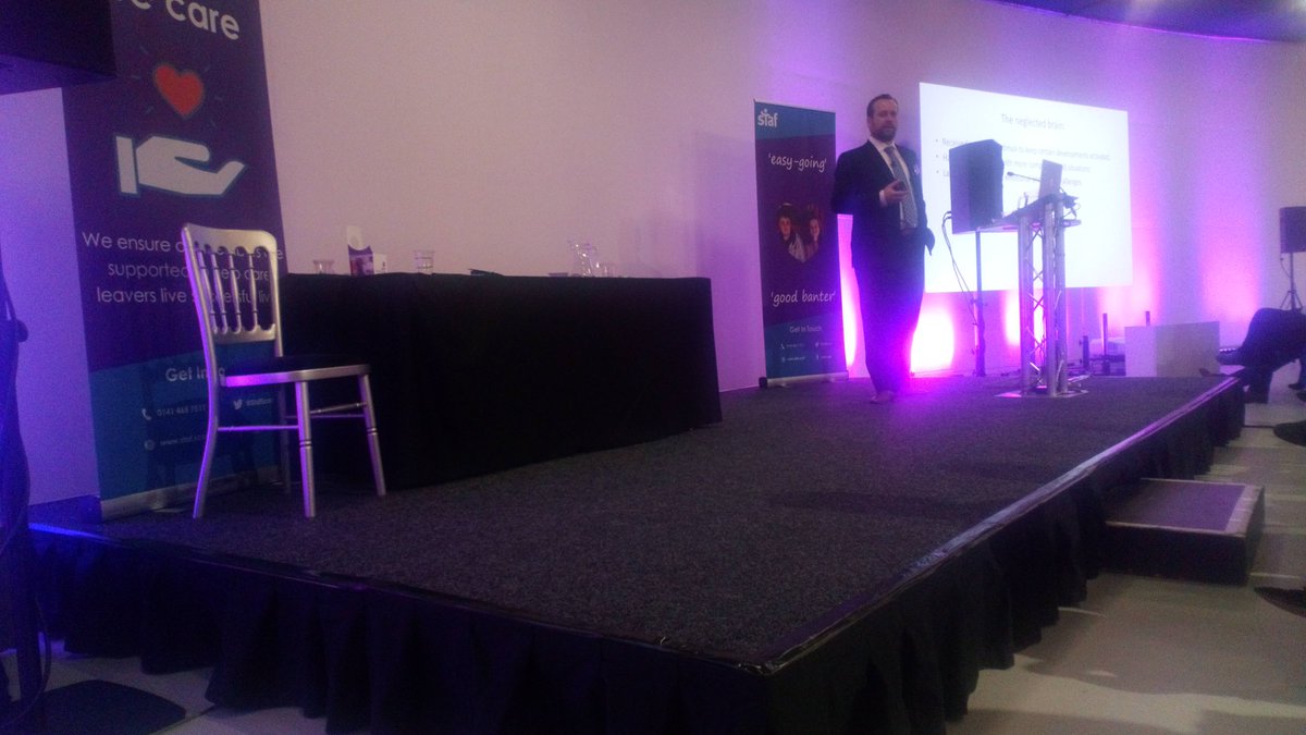 BarnardosScot's tweet photo. A captive audience for Tony Bloemendaal presentation talking about impact of neglect and trauma. Touching on @BDPerry Neurosequential model for repair. @StafScot #Staf18 https://t.co/vRI6yCttqc