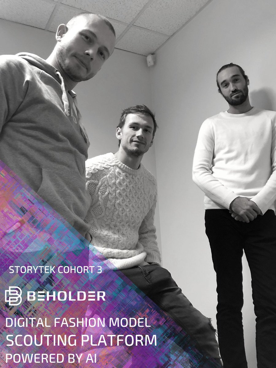 Beholder is bringing innovation to #fashiontech - Jevgeni, Alex and Jasper are founders of digital fashion model scouting platform powered by AI.  Come and meet their project Storytek accelerator C3 demo &amp; cocktail night, this THURSDAY at 18.00-21.00 zurl.co/vasq