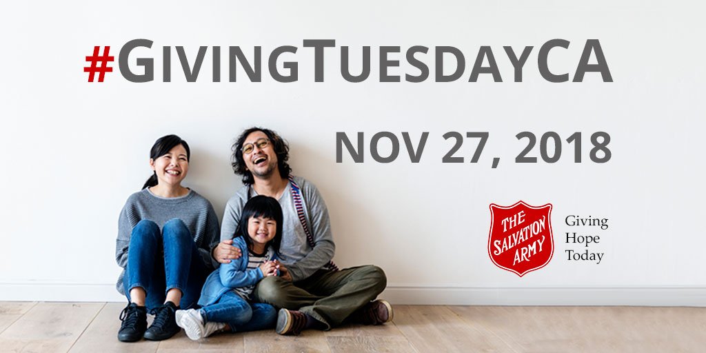 salvationarmy's tweet image. Today is Giving Tuesday–a global movement that recognizes the giving of oneself to help others in need. #GivingTuesdayCA ow.ly/ruKA30mLH3X