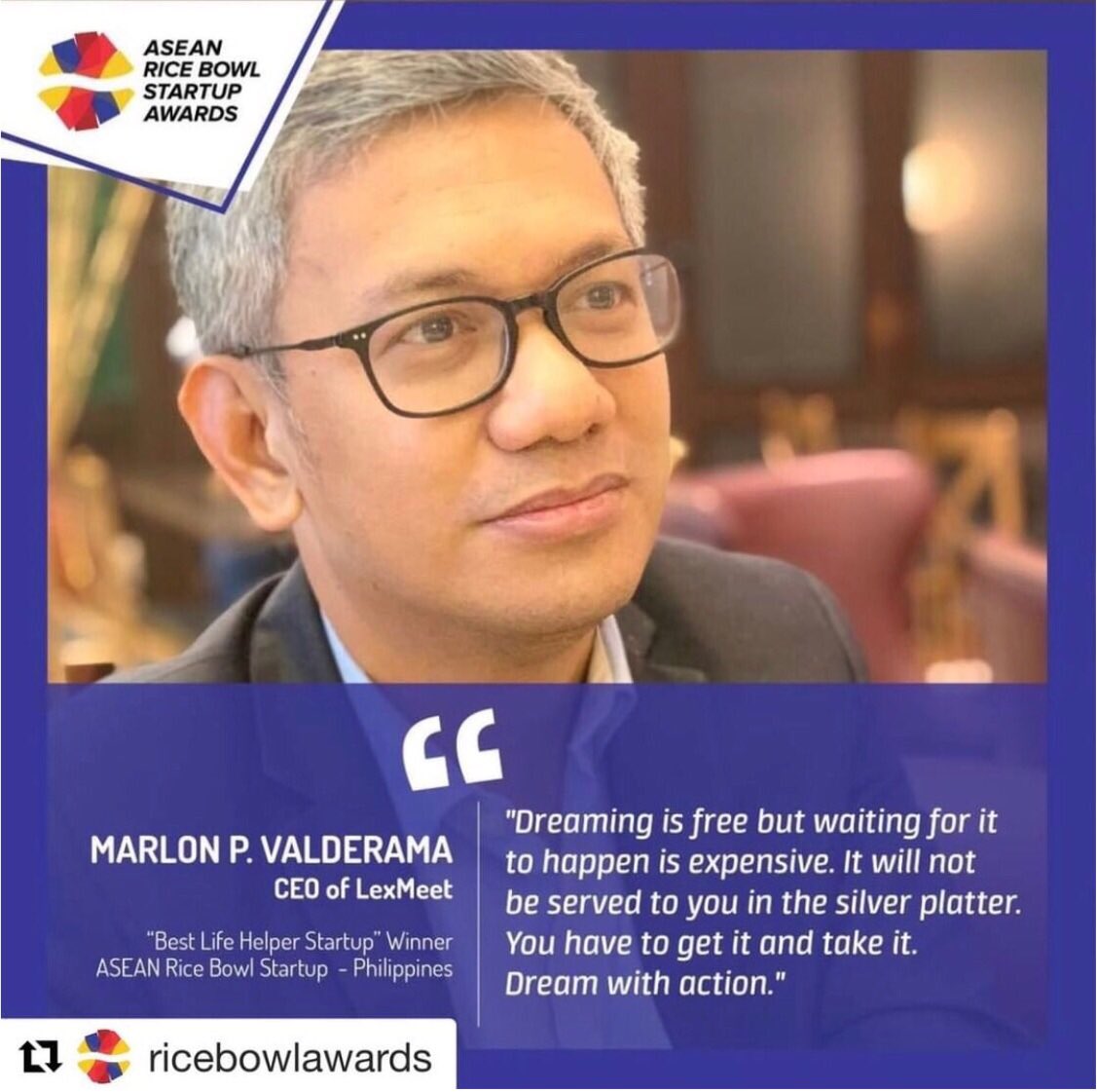 LexMeet's tweet photo. Dreaming is free. . .From LexMeet Founder Atty Marlon Valderama
#ricebowlstartupawards
#arbsa2018 #lexmeet #Lawyers #bar2017 #BAR2018 https://t.co/uJwZQTBr8T