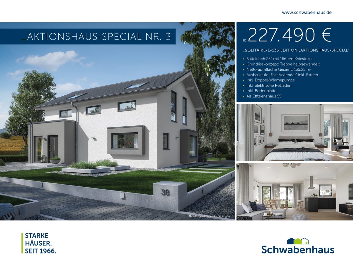 #StarkeHäuser zu #starkenPreisen! 💪🏡😀 Heute mit unserem #Aktionshaus Special Nr. 3 aus der Solitaire-Reihe. Moderner #Satteldachentwurf trifft pfiffige Fassadengestaltung.
schwabenhaus.de/special-3/ 

#schwabenhaus #traumhaus #holzhaus #hausbaublogger #fertighaus #einfamilienhaus