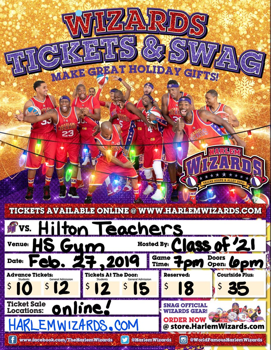 Newman_Infinity's tweet photo. Looking for a gift for a child?  Buy tickets to see Harlem Wizards vs. Hilton Teachers!  February 27th 2019!  TICKETS ON SALE NOW FOR THE HOLIDAY! https://t.co/BK0u3SyFav