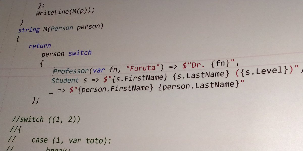 LBugnion's tweet photo. Fun with C#8 with @mitsufu at @DevDayBE #devdaybe 😝 https://t.co/CHEdmvvv0w