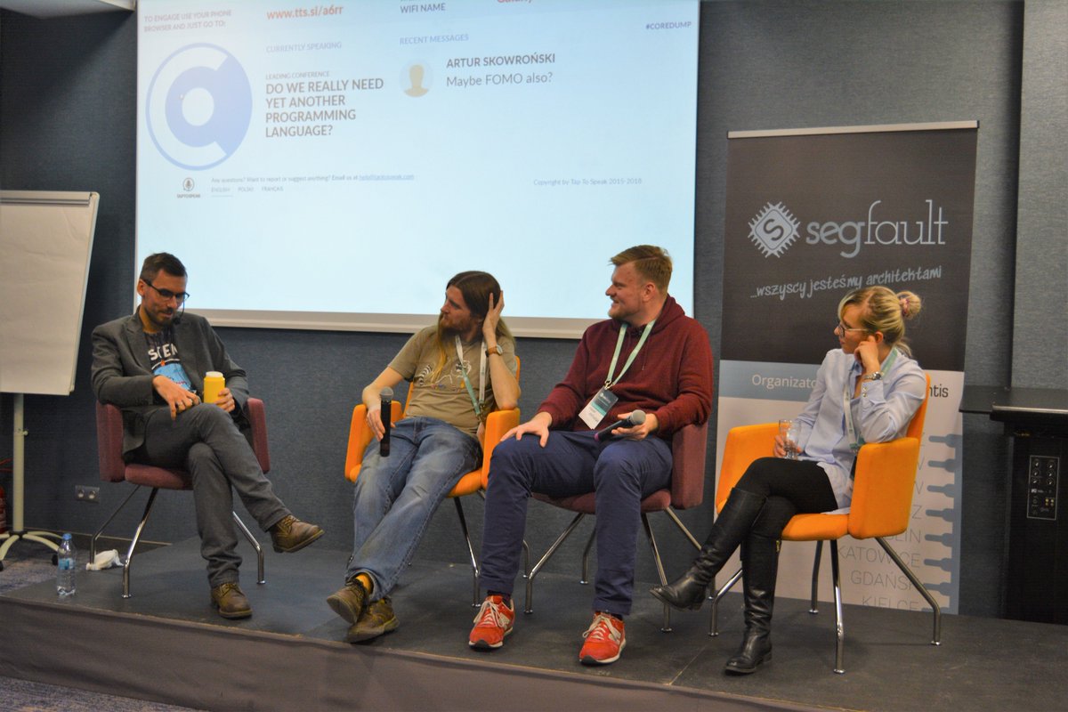 CoreDumpConf's tweet photo. Another point in the @CoreDumpConf agenda? Discussion panels are in progress... 👍😉
#CoreDumpKrakow2018 #CoreDumpConf #CoreDumpDiscussionPanel https://t.co/mNyqAxjV5E