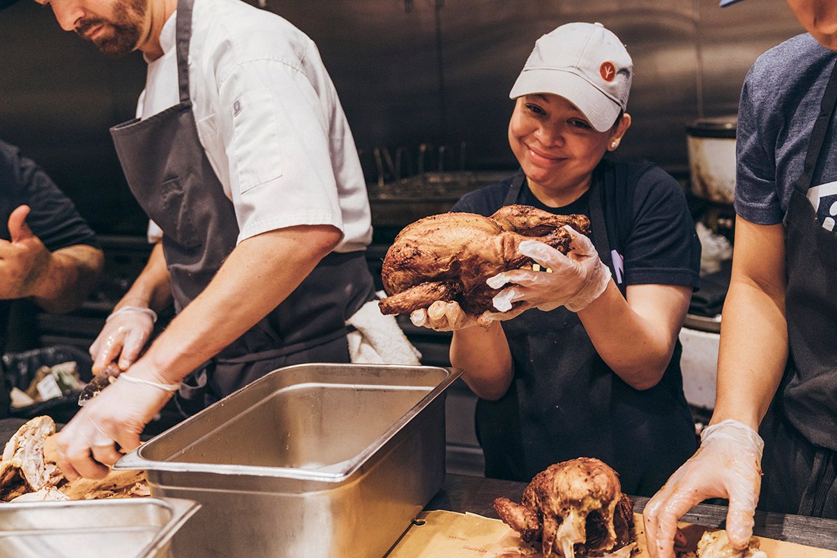 Today is #GivingTuesday and we're so excited to see these whole birds "fly" out of the kitchen! Only a few days left to help us donate to <a href="/NYHomeless/">Coalition for the Homeless</a>' Camp Homeward Bound | $5 for every whole bird sold! #Fieldsgiving 🍗