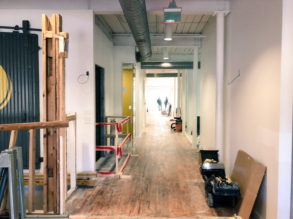 VGinski's tweet photo. Board of @TechWorksGaston is checking in on the progress of the building upfit in downtown Belmont. Come early 2019, TechWorks will be welcoming into their space high-growth potential tech startups and eager students pursuing a tech education. #gastonoutside https://t.co/b87gShxDQF