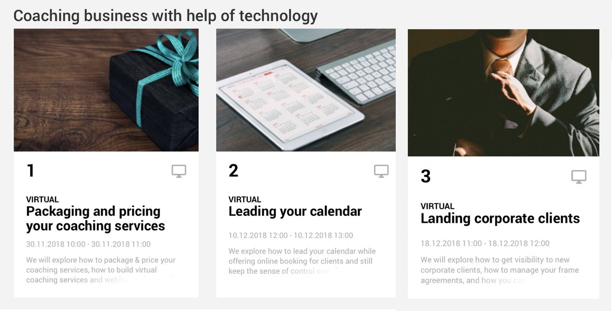Are you a professional coach? Where are you on your coach journey? Ready for the next level? 

You are welcomed to join a FREE Business webinar series to explore what technology can do for you.

Register at lnkd.in/gU4KeBN
#coaching #businesscoaching