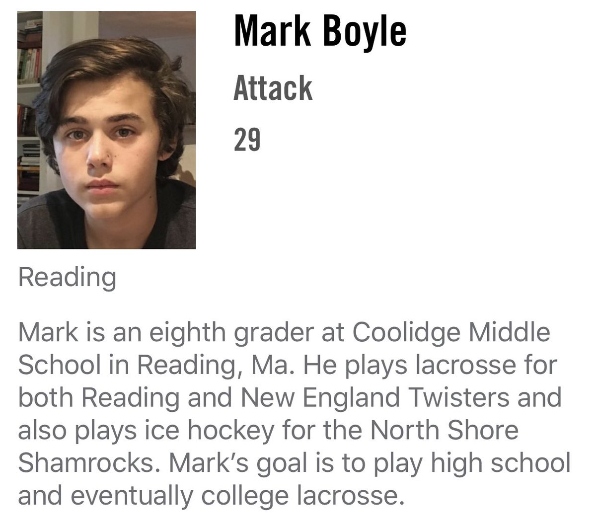 MYL_Colonials's tweet photo. #MeetTheseColonials
Meet Mark Boyle - Blue Team attackman and rocket. @ReadingYouthLax https://t.co/rDPMhXFRoY