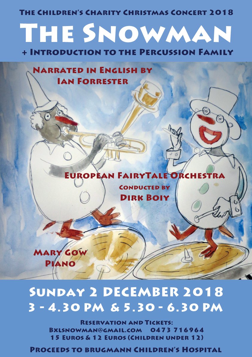 WalstadAndreas's tweet photo. The #Snowman #CHARITY #concert in #Brussels on #Sunday. Proceeds go to #Brugmann #Children's #Hospital. Narrated in English. Still a few #tickets left. More info here: https://t.co/1jf463IIRJ https://t.co/9lnwDyiUXd