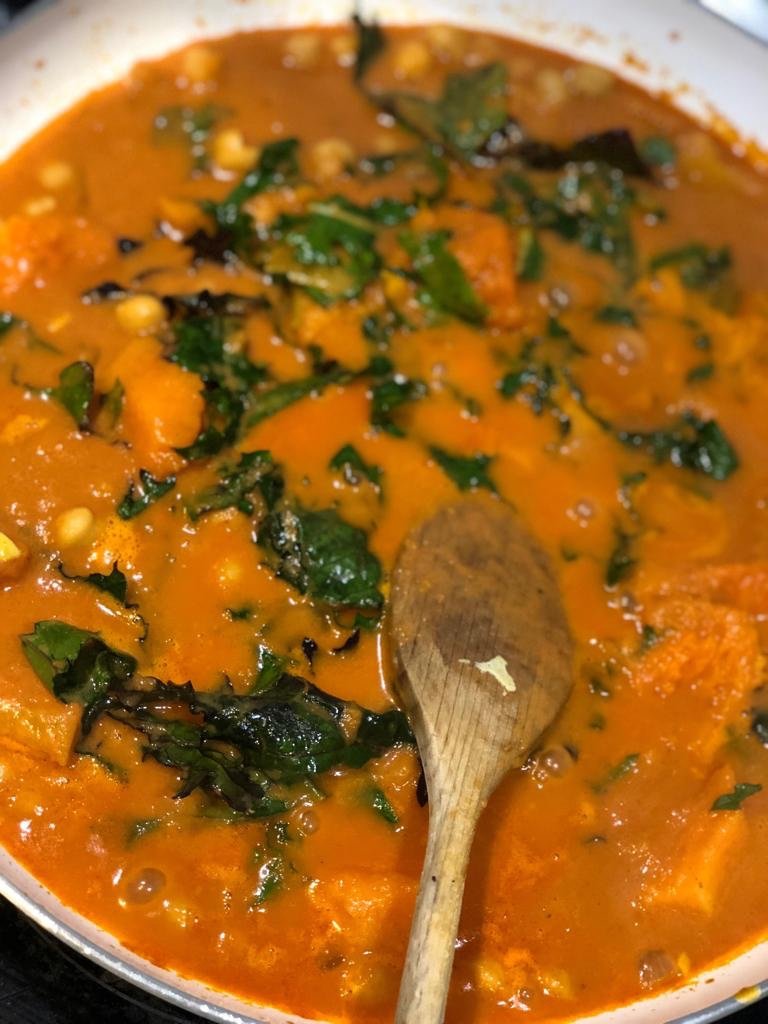 New recipe for roasted squash and chickpea curry. This is going out in an email tomorrow morning, so sign up now for this direct to your inbox. Sign up at the top of my website here: thefamilynutritionexpert.com