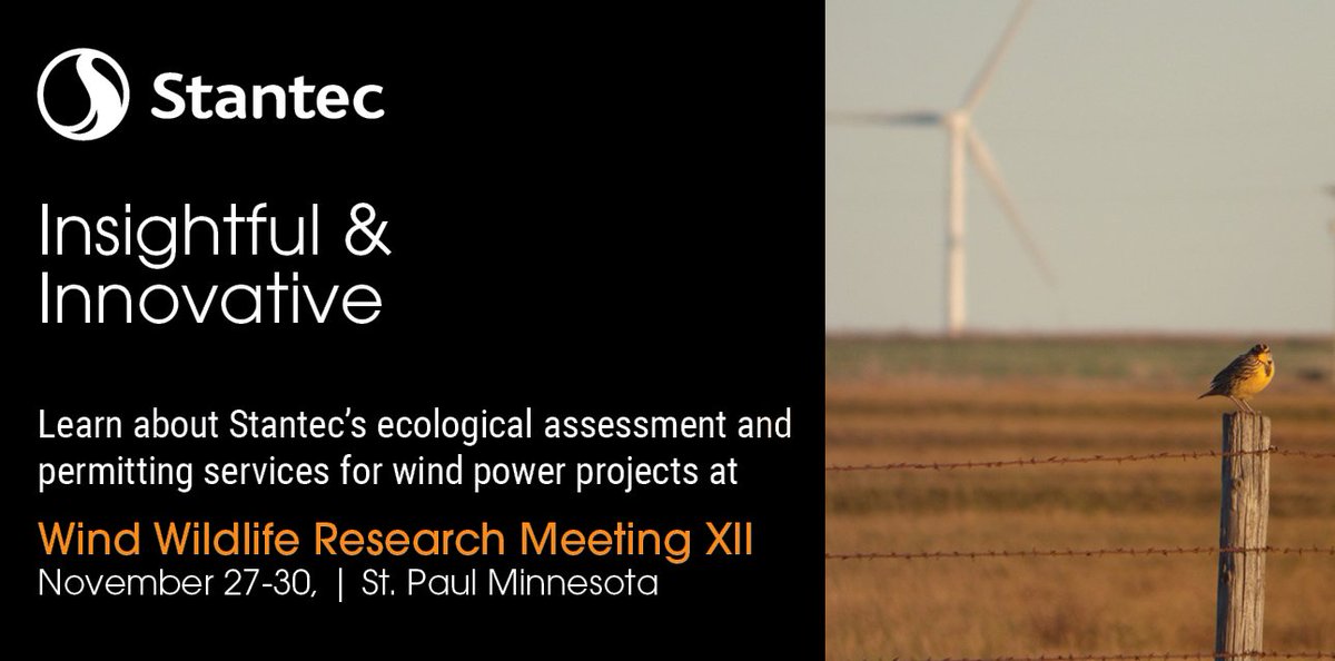 The NWCC Wind Wildlife Research Meeting starts today in St. Paul, MN. Our team of <a href="/Stantec/">Stantec</a> experts is excited to discuss new strategies and methods to improve how the wind power industry interacts with wildlife. Will we see you there? #wildlife #windpower