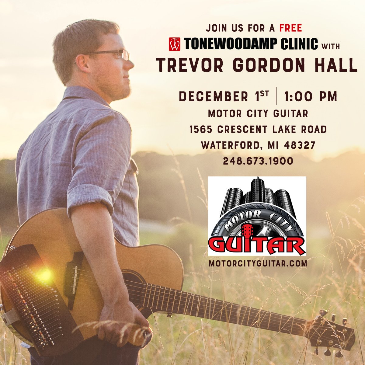 Join us for a FREE ToneWoodAmp clinic with amazing fingerstyle kalimbatarist Trevor Gordon Hall, this Saturday Dec 1 at 1pm!