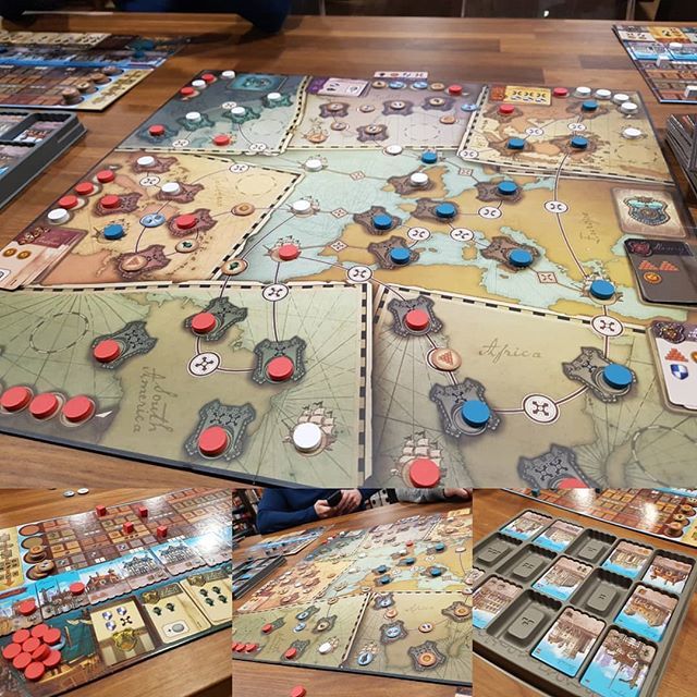 JeuxCerberus's tweet photo. Tried Endeavor this weekend, was a fun game. Probably better with 4 or 5 players. #endeavorageofsail #burntisland #jeuxdesociete #jeuxdesociété #jeuxcerberusgames #jeuxcerberus #cerberusgames #boardgaming #boardgamesofinstagram #boardgames https://t.co/oiALU7O1Z1 https://t.co/7R1kVJ80Bt