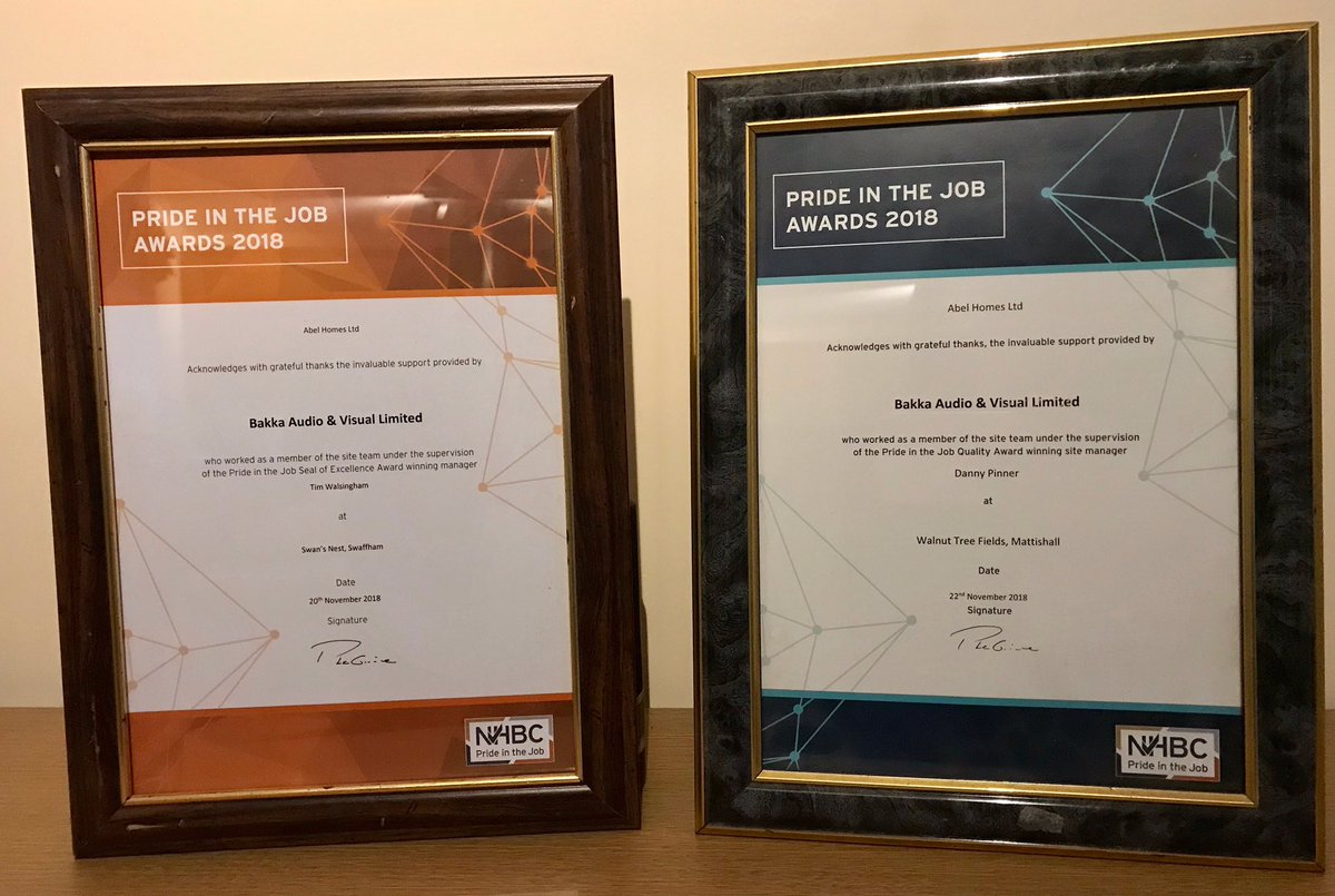 We’re proud to receive these from <a href="/AbelHomes/">Abel Homes</a> today. 
It’s great to be a part of an award winning team. Tim and Danny throughly deserve their awards.