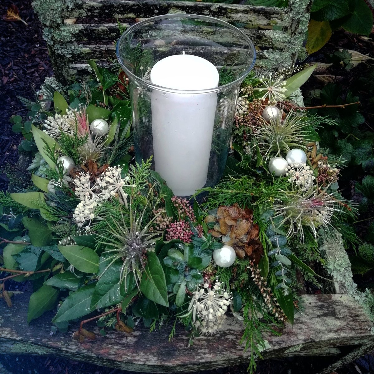 Just beginning with the #wintry slightly#festive #tablecentres for a #wedding later in the week. #britishflowers #flowersfromthefarm #farmerflorist #winterwedding