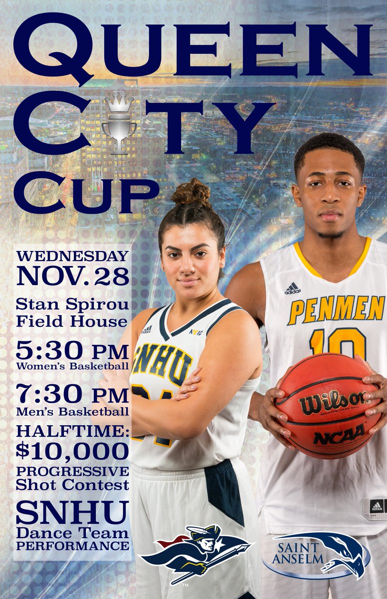 Join us at the Stan Spirou Field House tomorrow night as <a href="/SNHUWBB/">SNHUWBB</a> and <a href="/SNHUMBB/">SNHU Men’s Basketball</a> take on crosstown rival <a href="/STAHawks/">Saint Anselm Hawks</a>. There will be another chance to win $10,000 at halftime of the Men's game as well as a performance by <a href="/snhudance/">SNHU Dance Team</a>!