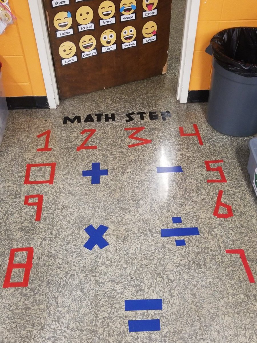 MrJamesTeach's tweet image. Excited to introduce math step or as I like to call it, the human calculator. Students can practice their facts in a hop scotch like fashion. I love making math fun and enjoyable for my students. #3rdgrade #lovemytribe @SequiotaIndians  @officialSPS #mathisnotaworksheet